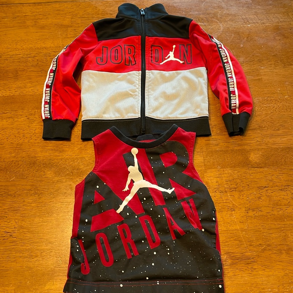 🏀Air Jordan 2T bundle zipper jacket & cotton tank shirt matching set
